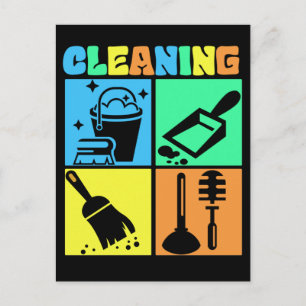 Cartão Postal Housekeeping Retro Housekeeper Cleaning