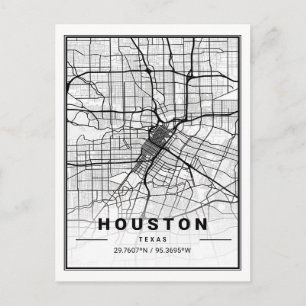 Cartão Postal Houston Texas EUA - Viagem City Map Poster