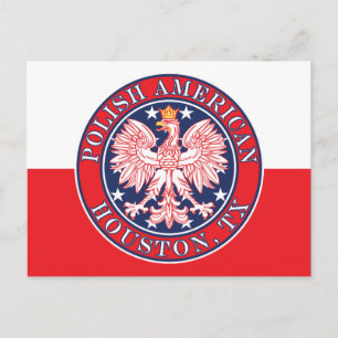 Cartão Postal Houston Texas Polska Eagle Polonês