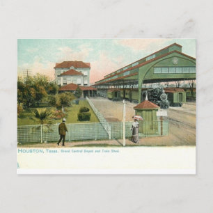 Cartão Postal Houston Texas por volta de 1905 Grande Estação Cen