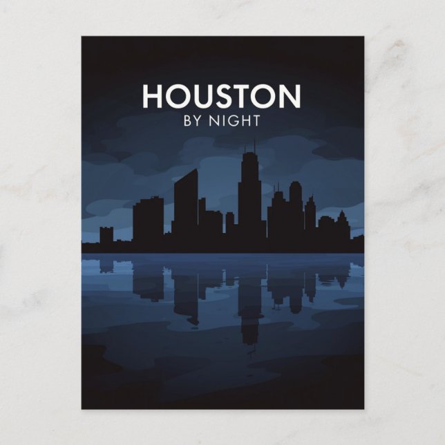 Cartão Postal Houston Texas: Skyline By Night (Frente)