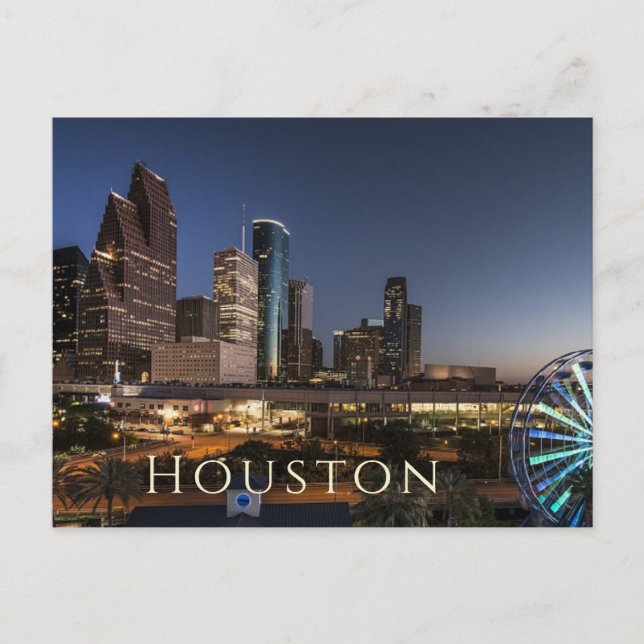 Cartão Postal Houston, Texas Skyline, NIght Lights (Frente)
