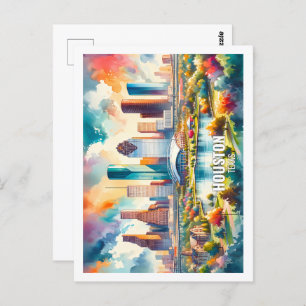 Cartão Postal Houston Texas USA Famous Place watercolor