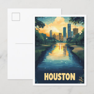 Cartão Postal Houston USA Art Vintage Viagem