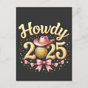 Cartão Postal Howdy 2025 Ano Novo Eve Cowboy Ocidental