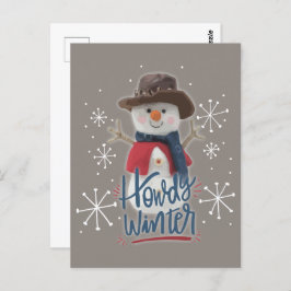Cartão Postal Howdy Winter Cowboy Snowman