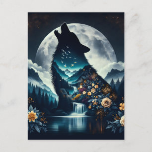 Cartão Postal Howling Wolf   Arte Ia De Lua Completa