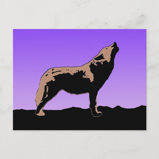 Cartão Postal Howling Wolf at Sunset - Arte original sobre a vid (Frente)