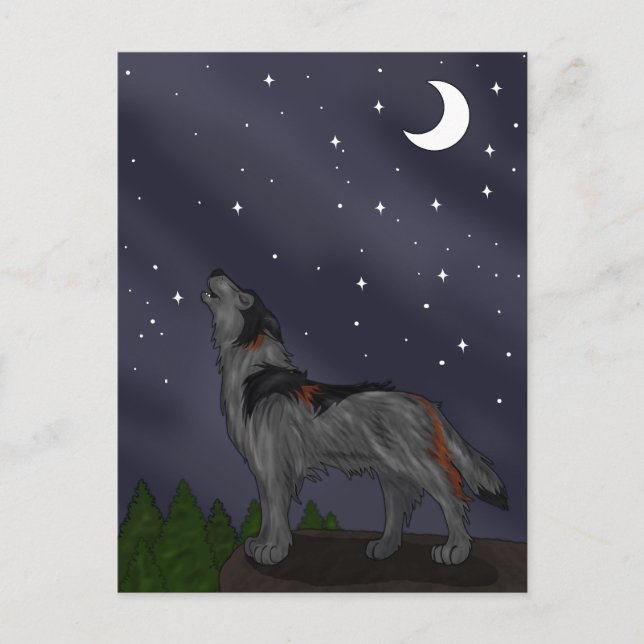 Cartão Postal Howling Wolf (Cinza) (Frente)