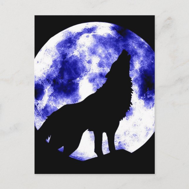 Cartão Postal Howling Wolf na Lua (Frente)