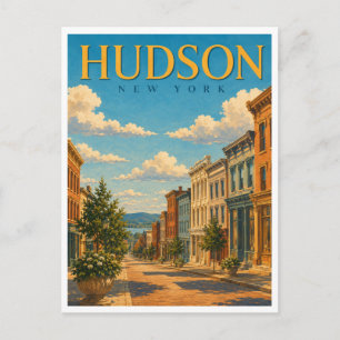 Cartão Postal Hudson Nova York Warren Street GeoSaga