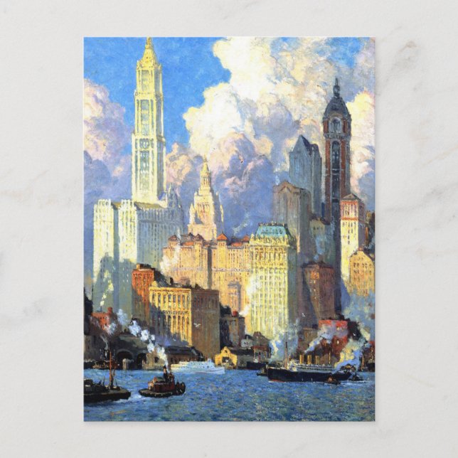 Cartão Postal Hudson River Waterfront - Colin Campbell Cooper (Frente)