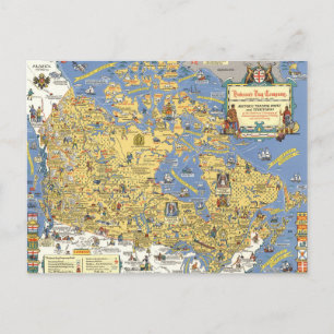 Cartão Postal Hudson's Bay Company - Mapa do Canadá
