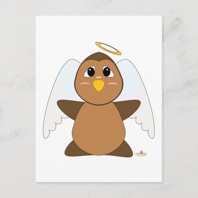 Cartão Postal Huggable Angel Brown Owl (Frente)