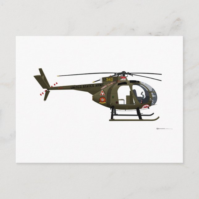 Cartão Postal Hughes OH-6 Cayuse Miss Clawd (Frente)