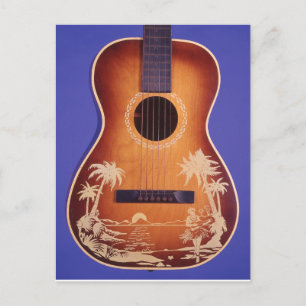 Cartão Postal Hula Girl Tocando Ukulele Bonito Guitarra Art