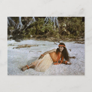 Cartão Postal Hula Wahine / Hula Girl c.1909 Autocromo
