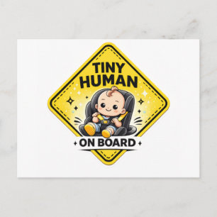 Cartão Postal Humano Minúsculo a Bordo – Divertido Minimalista 