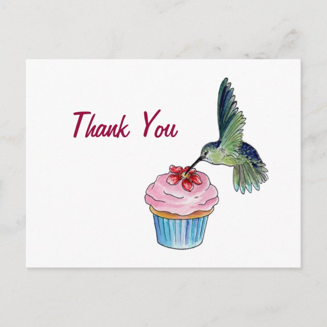 Cartão Postal Hummingbird Cupcake Love (Frente)