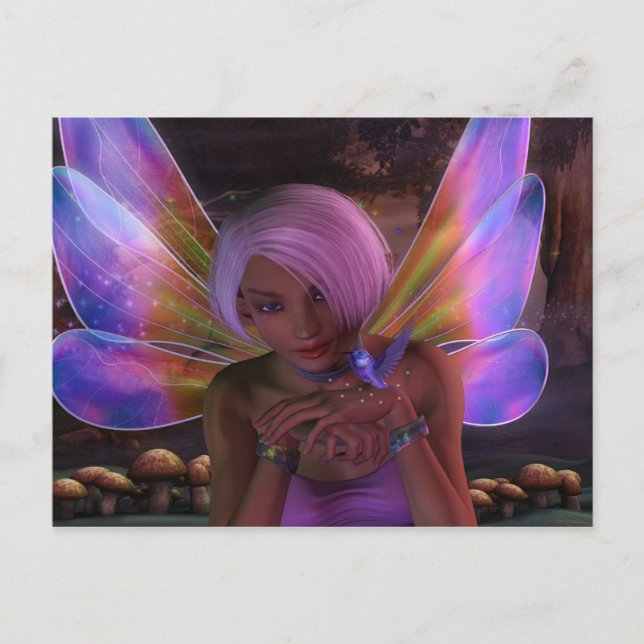 Cartão Postal Hummingbird Guardian Fairy Fantasy Art (Frente)