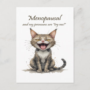 Cartão Postal Humor da Menopausa Gato Estressado Irritado
