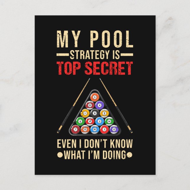 Cartão Postal Humor de Bilhar Jogador Divertido de Bola 8 (Frente)