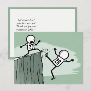 Cartão Postal Humor de Boneco de Palito para Ano Novo 2027