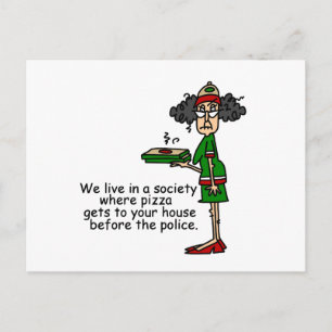 Cartão Postal Humor de Entrega de Pizza