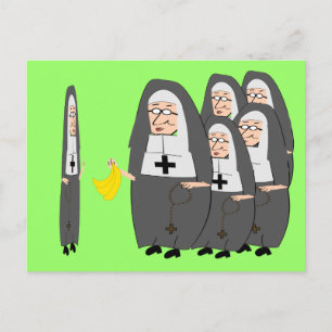 Cartão Postal Humor de Freira Católica "Irmãs Gordas"