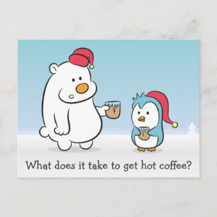 Cartão Postal Humor de Inverno Urso Polar reclama com Pinguim