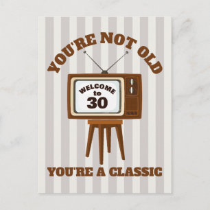 Cartão Postal Humor de Saudação de Aniversário Televisão Retro V