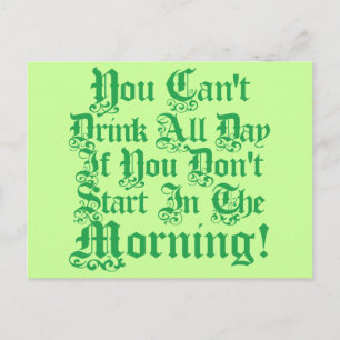 Cartão Postal Humor do Bebendo irlandês