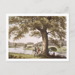 Cartão Postal Humphrey Repton investigando com uma Teodolite (co