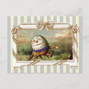 Cartão Postal Humpty Dumpty em listras azuis e brancas