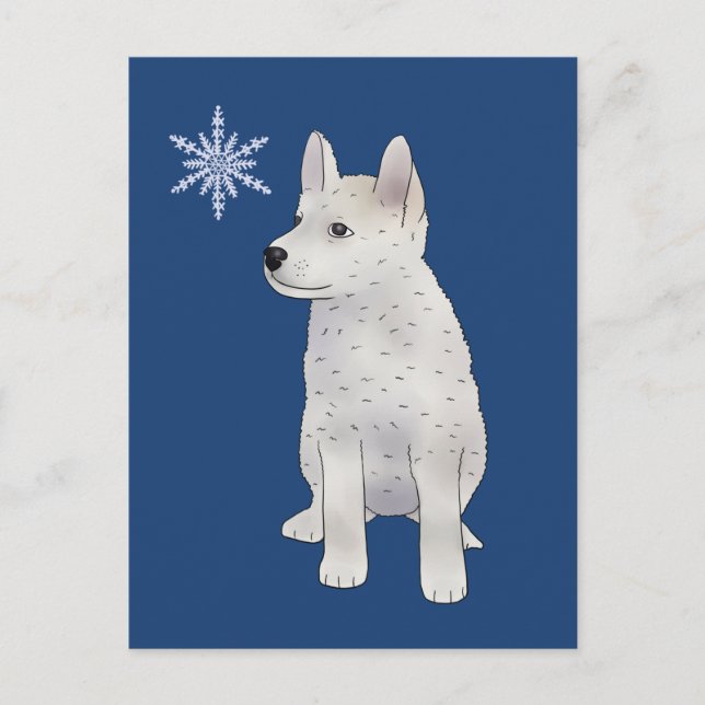 Cartão Postal Hund mit Schneeflocke (Frente)