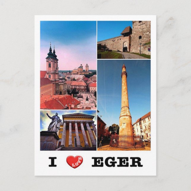 Cartão Postal Hungria - Eger - I Love - (Frente)