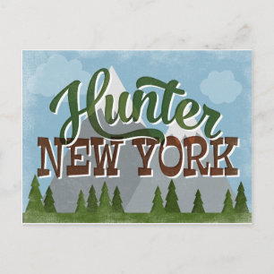 Cartão Postal Hunter New York Divertimento Retro Montanhas Snowy