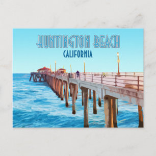 Cartão Postal Huntington Beach Pier California Vintage