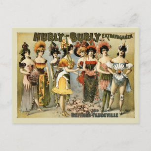 Cartão Postal Hurly-Burly Extravaganza e vaudeville vintage