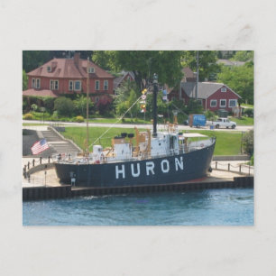 Cartão Postal Huron Lightship Port Huron, Rua MI. Clair River
