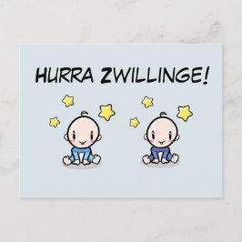 Cartão Postal Hurra Zwillinge, Glückwunsch Geburt, 2 Jungs,  