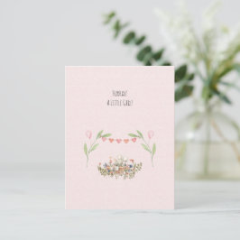 Cartão Postal Hurray A Little Girl Cute Mouse With Flowers Card