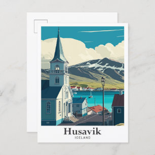 Cartão Postal Husavik Islândia Art Viagens vintage Retrato