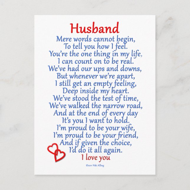Cartão Postal Husband Love (Frente)