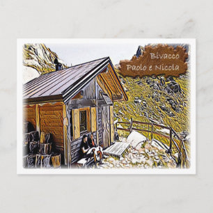 Cartão Postal Hut alpino Bivacco Paolo e Nicolai - Dolomi -