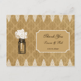 Cartão Postal hydrangea em mason jar, obrigado de casamento de b