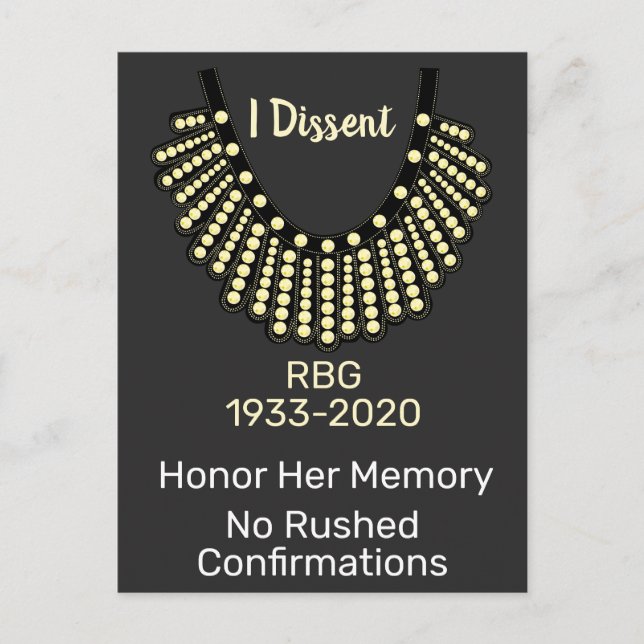 Cartão Postal I Discordo RBG Sem Confirmações Ruborizadas (Frente)