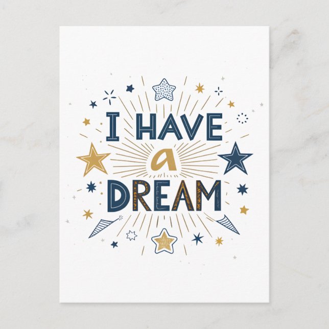 Cartão Postal I Have a Dream Starburst Typography Art (Frente)