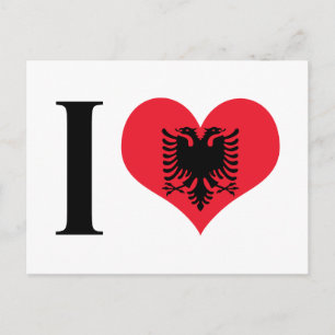 Cartão Postal I Heart Albânia - I Love Albânia - Albanian Flag