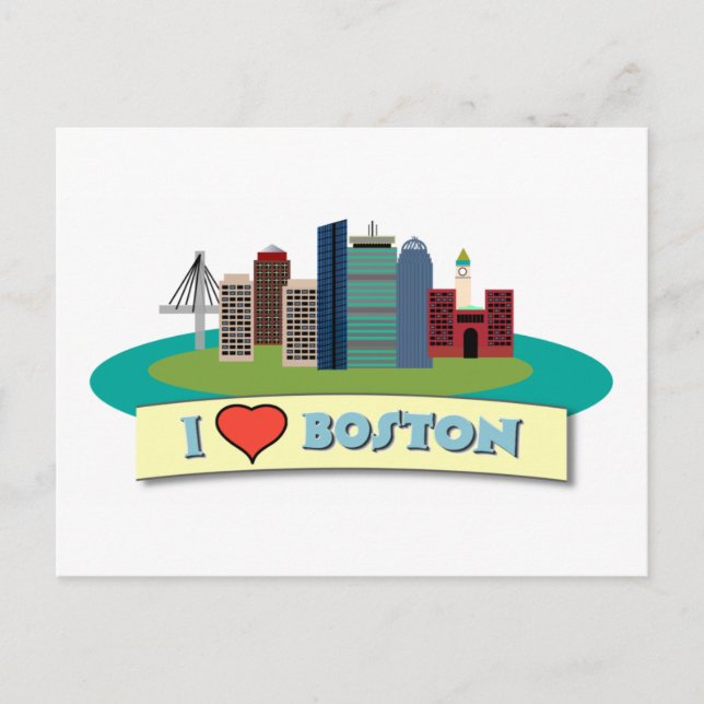 Cartão Postal I Heart Boston (Frente)